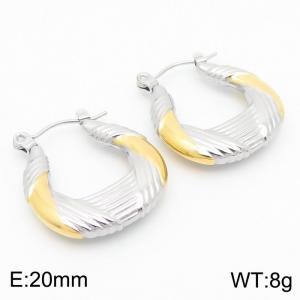 Gold Silver Color Scratch U Shape Hollow Stainless Steel Earrings for Women - KE112424-KFC