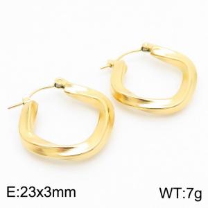 Simple Gold Color Twist U Shape Hollow Stainless Steel Earrings for Women - KE112430-KFC