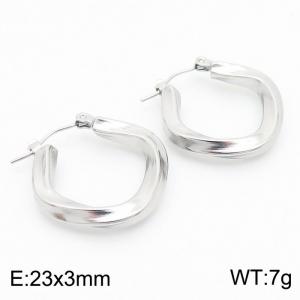 Simple Silver Color Twist U Shape Hollow Stainless Steel Earrings for Women - KE112431-KFC