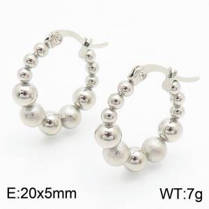Fashionable and versatile stainless steel creative large and small bead splicing beaded charm silver earrings - KE112449-YX