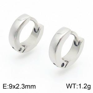 Steel colored smooth and minimalist stainless steel earrings - KE112486-XY
