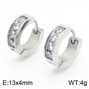 Stainless steel diamond studded geometric earrings - KE112489-XY