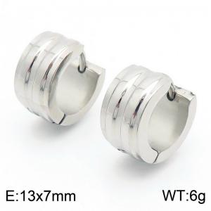 Fashionable stainless steel trendy round men's and women's earrings - KE112492-XY