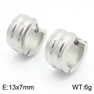 Fashionable stainless steel trendy round men's and women's earrings - KE112492-XY