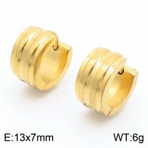Fashionable stainless steel trendy round men's and women's earrings - KE112493-XY