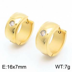 Gold fashionable stainless steel studded earrings with diamonds - KE112498-XY