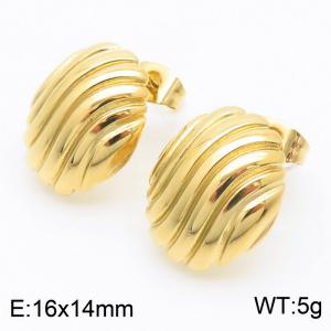 European and American fashion stainless steel creative striped geometric charm gold earrings - KE112503-KFC
