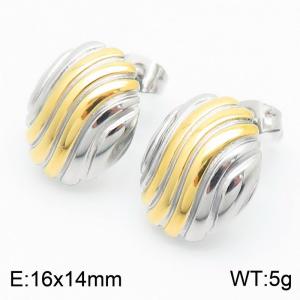 European and American fashion stainless steel creative striped geometric charm gold&silver  earrings - KE112504-KFC