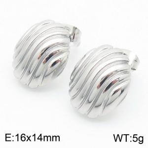 European and American fashion stainless steel creative striped geometric charm silver  earrings - KE112505-KFC