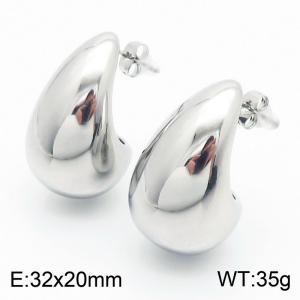 European and American fashion stainless steel creative droplet shaped charm silver  earrings - KE112508-KFC