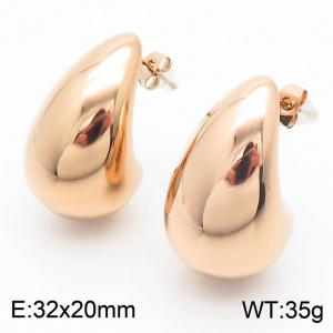 European and American fashion stainless steel creative droplet shaped charm rose gold earrings - KE112510-KFC