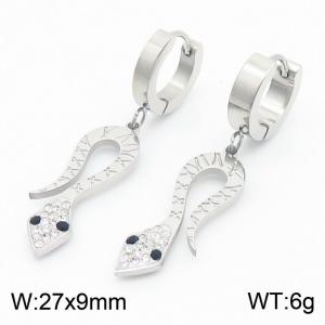 Women Stainless Steel&Rhinestones Cartoon Snake Earrings - KE112521-SP