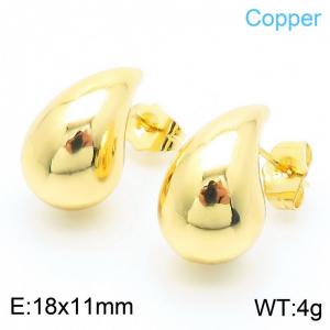 28×11mm Fashionable and personalized stainless steel creative smooth water droplet shaped charm gold earrings - KE112535-JT