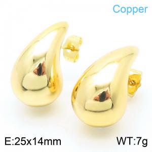 25×14mm Fashionable and personalized stainless steel creative smooth water droplet shaped charm gold earrings - KE112536-JT