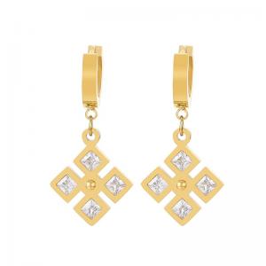 European and American fashion stainless steel creative geometric diamond inlaid cross temperament gold earrings - KE112569-SP
