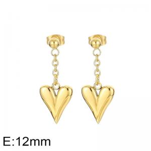 Stainless steel pointed heart earrings - KE112570-Z