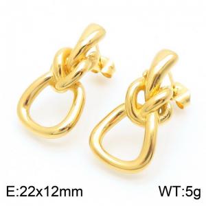 Women Gold-Plated Stainless Steel Knot Earrings - KE112574-MZOZ