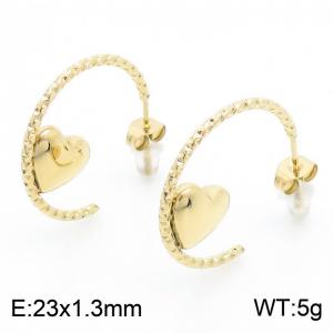 Women Gold-Plated Stainless Steel Hook&Love Heart Earrings - KE112582-MZOZ