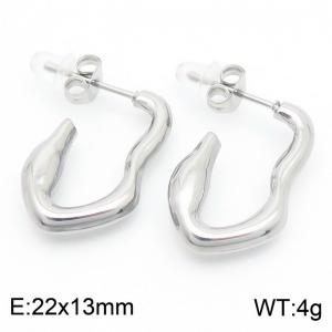Women Stainless Steel Crooked Hook Earrings - KE112583-MZOZ