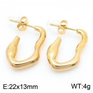 Women Gold-Plated Stainless Steel Crooked Hook Earrings - KE112584-MZOZ