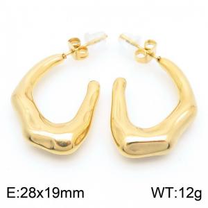 Women Gold-Plated Stainless Steel Strange Shape Hook Earrings - KE112585-MZOZ