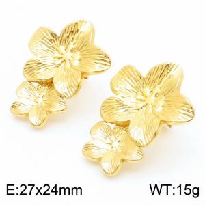 Women Gold-Plated Stainless Steel Lovely Flowers Earrings - KE112587-MZOZ