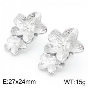 Women Stainless Steel Lovely Flowers Earrings - KE112588-MZOZ