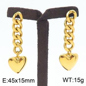 Stainless steel chain heart-shaped earrings - KE112592-Z