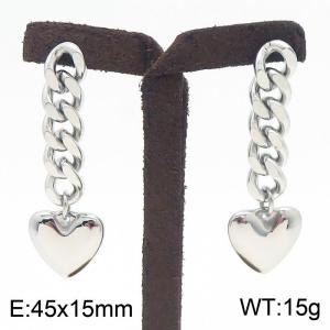 Stainless steel chain heart-shaped earrings - KE112593-Z