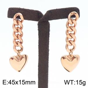 Stainless steel chain heart-shaped earrings - KE112594-Z