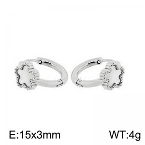 European and American fashion stainless steel creative inlaid shell five pointed star temperament silver earrings - KE112601-K