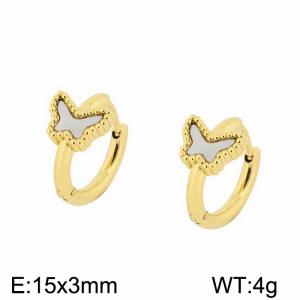 European and American fashion stainless steel creative inlaid shell butterfly temperament gold earrings - KE112604-K