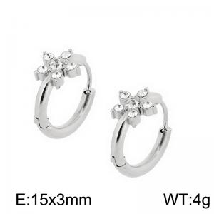 European and American fashion stainless steel creative diamond inlaid flower temperament silver earrings - KE112607-K