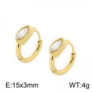 European and American fashion stainless steel creative inlay single diamond droplet shaped temperament gold earrings - KE112623-K