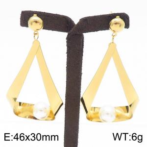 European and American Fashion Stainless Steel Earrings with Pearl for Women - KE112635-BI