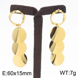 European and American Fashion Stainless Steel round Earrings for Women - KE112637-BI