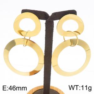 European and American Fashion Stainless Steel Circular Earrings for Women - KE112640-BI
