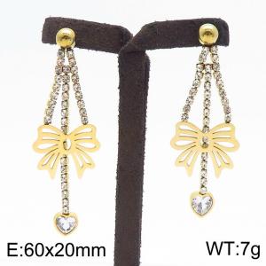 European and American Fashion Stainless Steel Bow Earrings with Pearl for Women - KE112644-BI