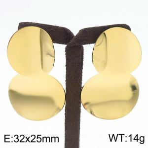 European and American Fashion Stainless Steel Circular Earrings for Women - KE112646-BI
