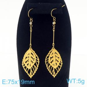 European and American Fashion Stainless Steel Leaf Earrings for Women - KE112651-BI