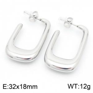 European and American fashion stainless steel creative geometric rectangular opening temperament silver earrings - KE112666-KFC