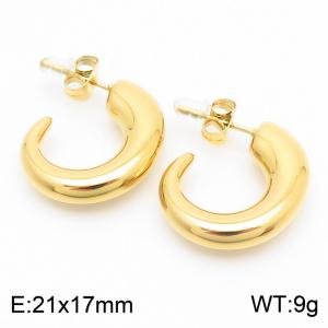 European and American fashion stainless steel creative geometric C-shaped opening temperament gold earrings - KE112667-KFC
