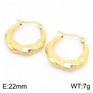 European and American fashion stainless steel creative geometric stripes temperament gold circular earrings - KE112669-KFC