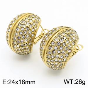 European and American fashion stainless steel creative geometric chubby set with diamond temperament gold earrings - KE112671-KFC
