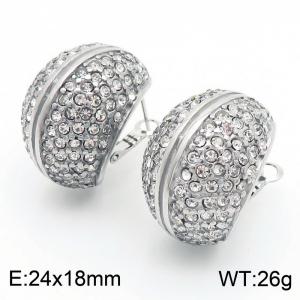 European and American fashion stainless steel creative geometric chubby set with diamond temperament silver earrings - KE112672-KFC