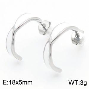 European and American fashion stainless steel creative white mud C-shaped charming silver earrings - KE112693-MZOZ