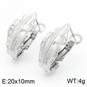 European and American fashion stainless steel creative wrinkle leaf temperament silver earrings - KE112699-MZOZ