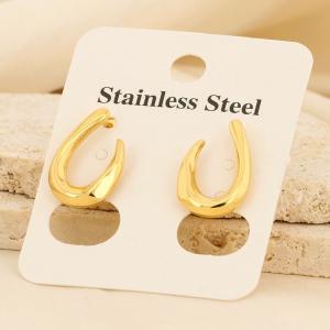 European and American fashion stainless steel creative geometric U-shaped hook opening charm gold earrings - KE112711-MZOZ