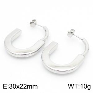 European and American fashion stainless steel creative geometric U-shaped opening temperament silver earrings - KE112714-SP