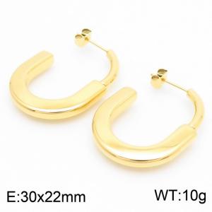 European and American fashion stainless steel creative geometric U-shaped opening temperament gold earrings - KE112715-SP